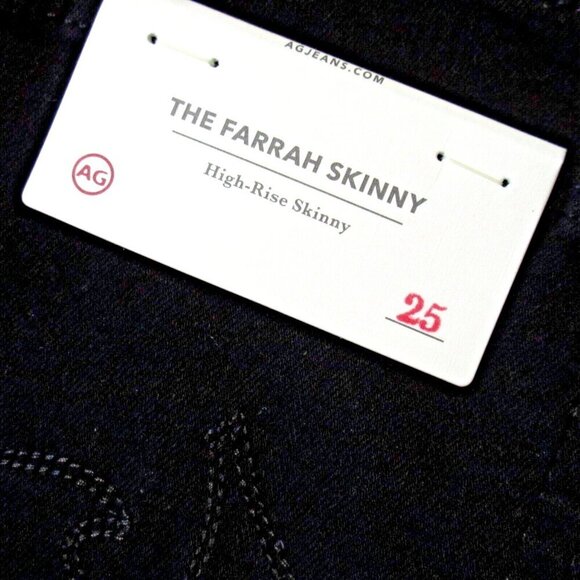 NWT Adriano Goldschmied AG Farrah Skinny in Jet Black Stretch Jeans 25 - Picture 5 of 6